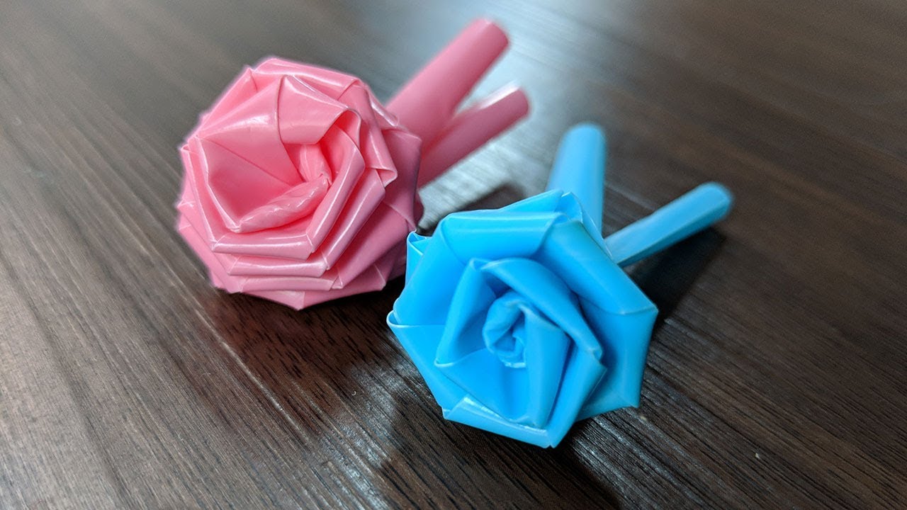 Easy Rose with of drinking straw , Valentine gifts Thaitrick