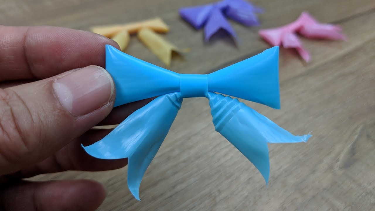 How to Make a Ribbon Bow from a Plastic Straw Thaitrick